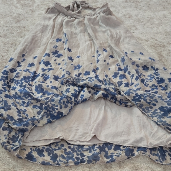 Via Signoria Floral Blue and Gray Women's Top Size Large - Picture 3 of 6